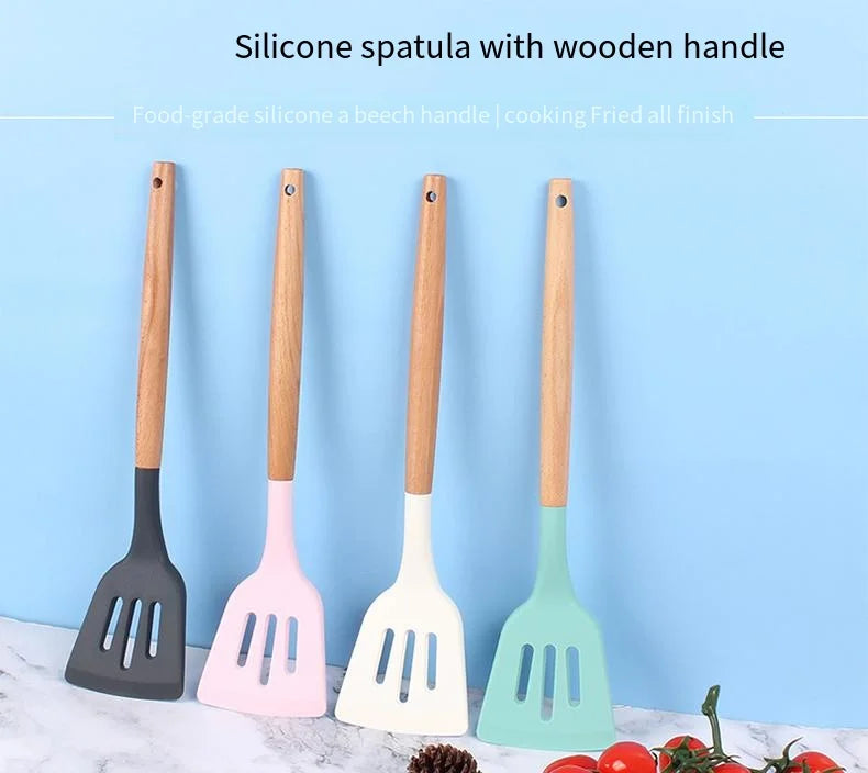 Silicone Turners Gadgets Spatula Egg Fish Frying Pan Scoop Fried Shovel Slotted Turners Kitchen Tools Cooking Utensils Kitchen a