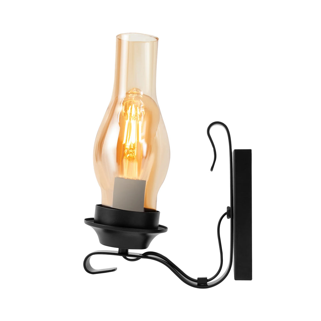 Wall Light with E27 Lamp Holder, Iron and Glass Construction, Soft Lighting, Dimmable Design, Retro Style for Home Decor