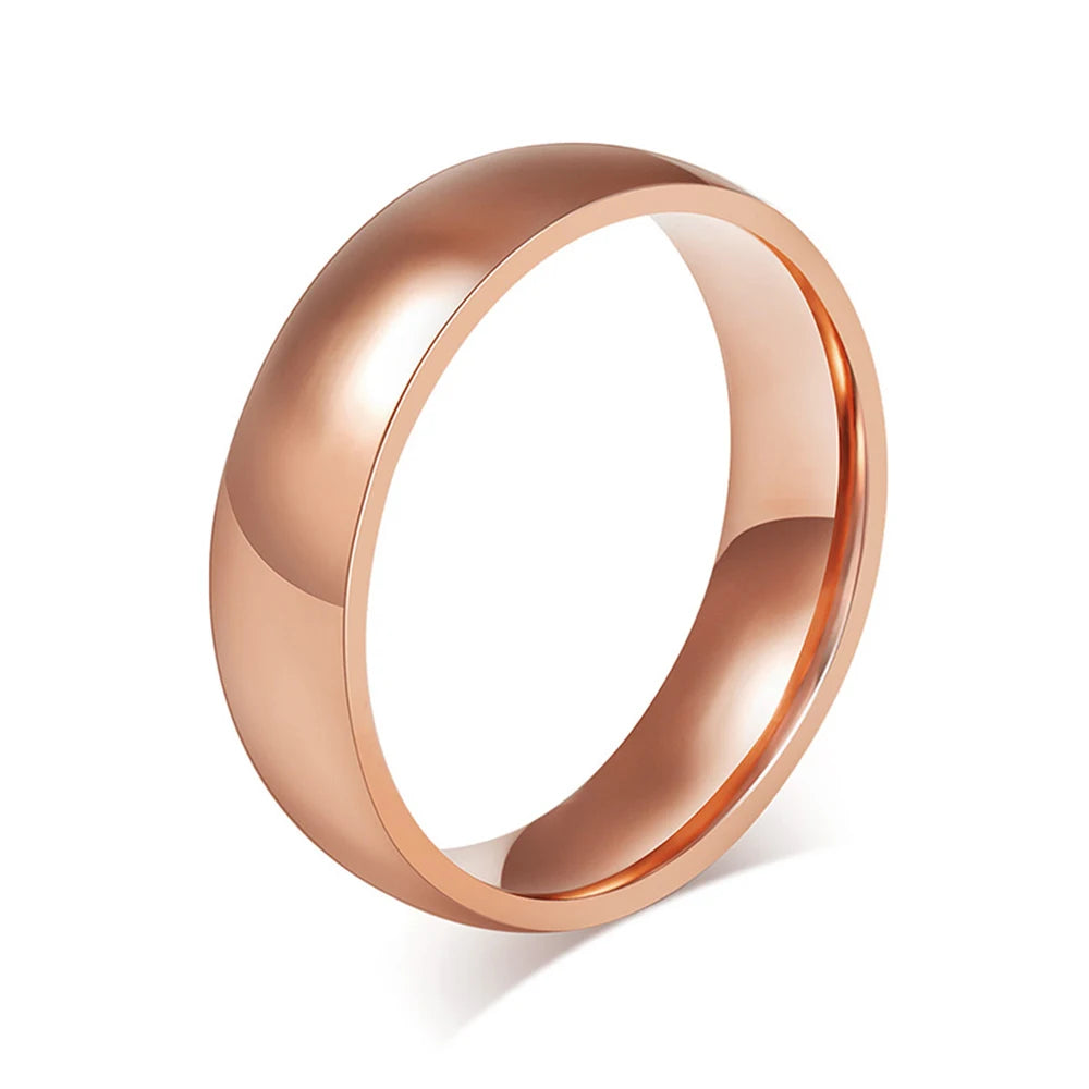 Unisex 6mm Classic Black Blue Rose Gold Color Men Rings Fashion Jewelry Stainless Steel Big Size 4 5 6 7 8 9 10 11 12 13 14 15
