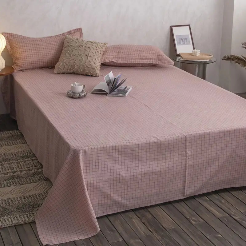 Bed Sheets Plaid Non-slip Comfortable Washed Twin Queen Full Size Nordic Style Universal Bedspread Simple Durable Antibacterial