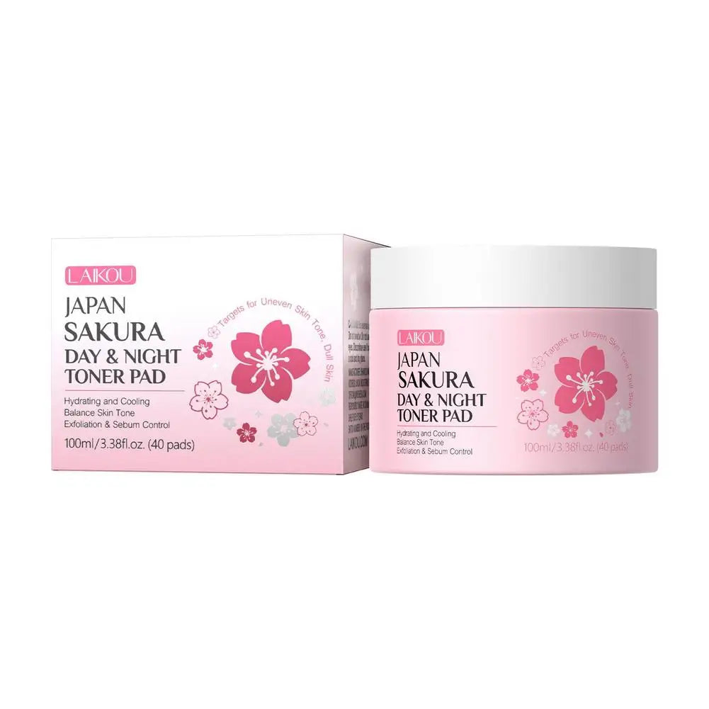 Sakura Toner Pads for Soothing, Hydrating & Redness Relief, Gentle for Sensitive Skin,Daily Night Moisturizing Face Skin Care