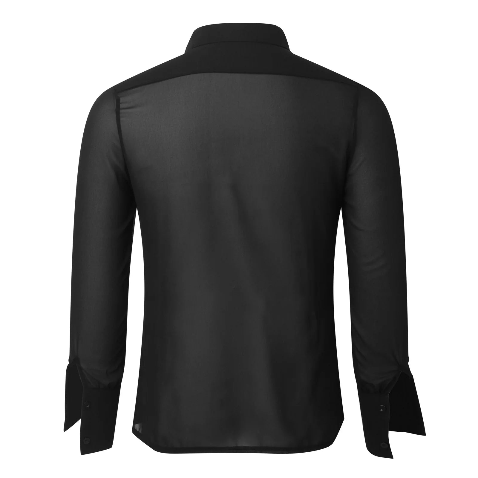 Men's Clothing Mesh See Through Mesh Sexy Long Sleeve Shirt Solid Color Button-down Vintage Streetwear Retro Party Tops S-3XL