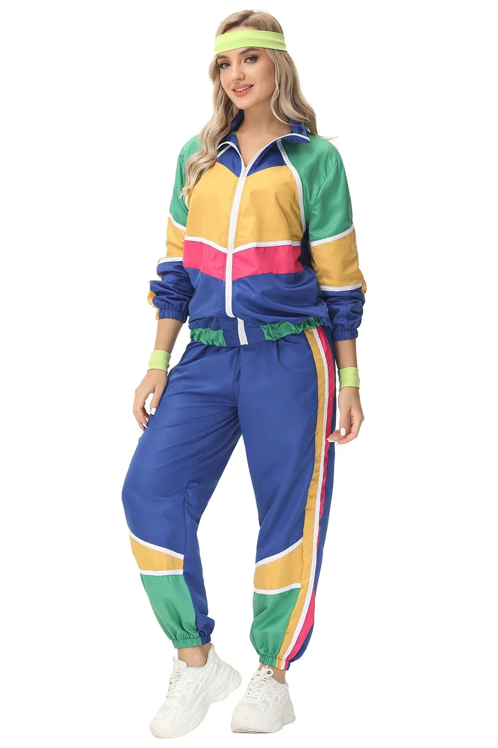 Couples Hippie Costumes for Women Men 80s 90s Retro Sportwear Hippie Disco Cosplay Costume Halloween Party Role Playing Clothes