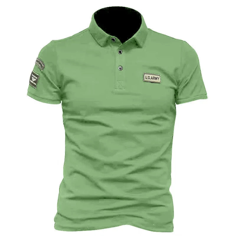 New Men Short Sleeve Breathable Polo Shirts Embroidered T Shirt for Men Lightweight Solid Color Tops Button Shirts