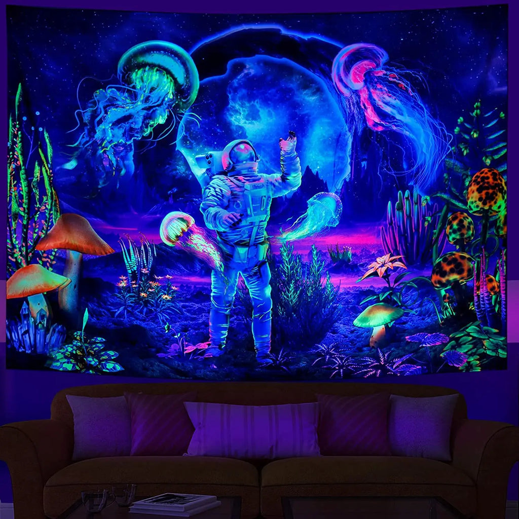 Fluorescent tapestry Wall hanging cloth Bedroom decoration psychedelic art poster