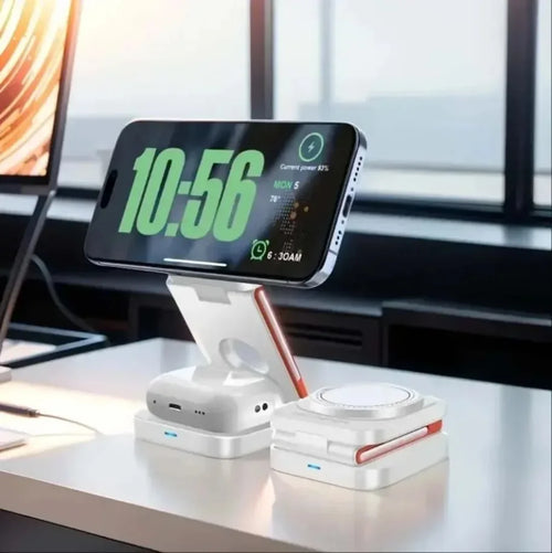 3 in 1 Fast Charging Station Foldable Magnetic Wireless Charger Stand for iPhone 17 16 15 14 13 12 iWatch 10-2 Airpods Pro Max
