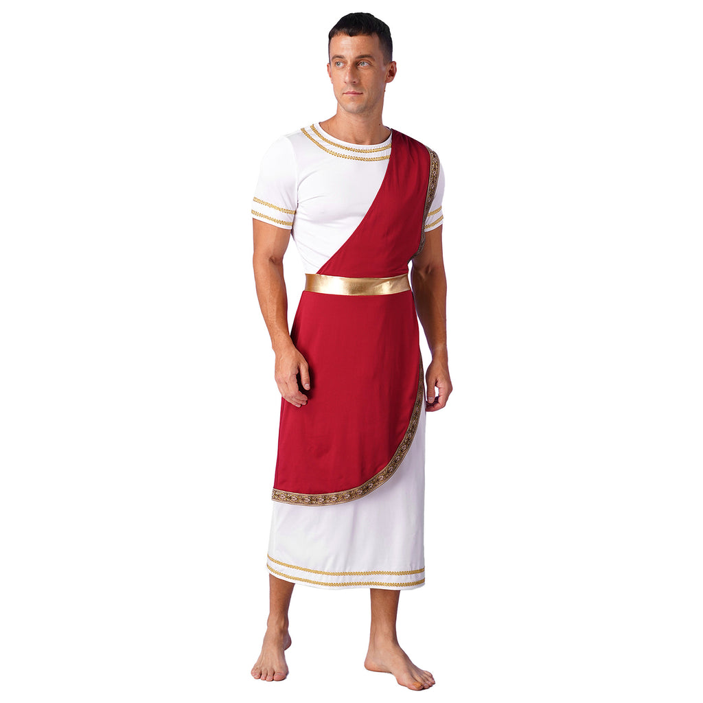 Mens Ancient Greek God Cosplay Outfit Roman Robe Costumes Ancient Greek Toga Spartan Dress Up Retro Vintage Warrior Clothing