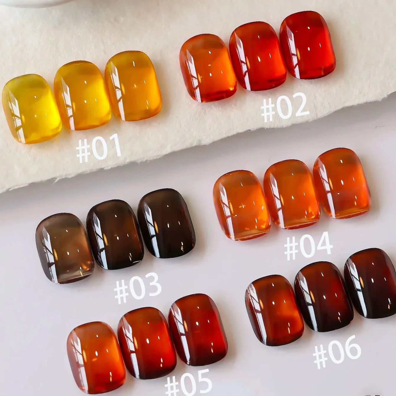 10ML 1-8pcs Autumn Brown Amber Series Jelly Gel Nail Polish Leopard Nails Popular Online Celebrity Ice Clear Caramel Nail Polish