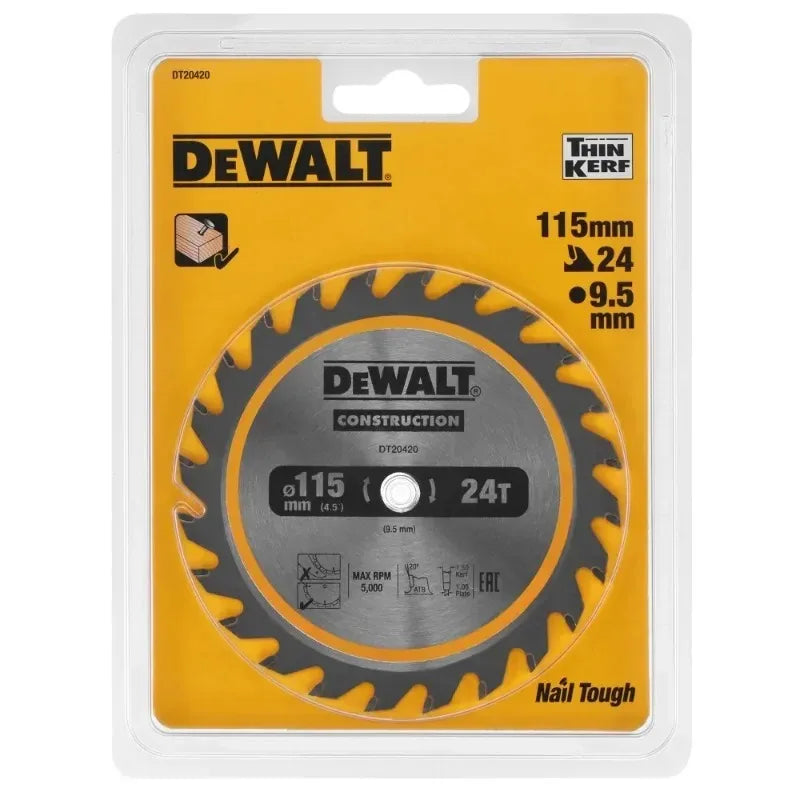DEWALT DT20420-QZ Circ Saw Blade Cordless Framing 115 X 9.5 MM 24T Saw Blade for Rapid Cutting Power Tool Accessories DT20420