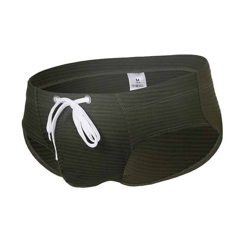 Men's Solid Color Swim Trunks Drawstring Slim Fit Anti-Slip, Quick-Dry Athletic Tight Sports Shorts Comfortable Swimming Bottoms