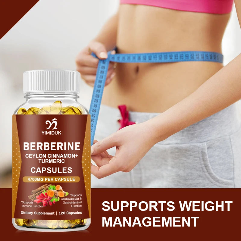 Berberine 4700 Mg Supplement, with Ceylon Cinnamon, Support Heart Health, Immune System, Healthy GI & Cholesterol, Gluten-Free