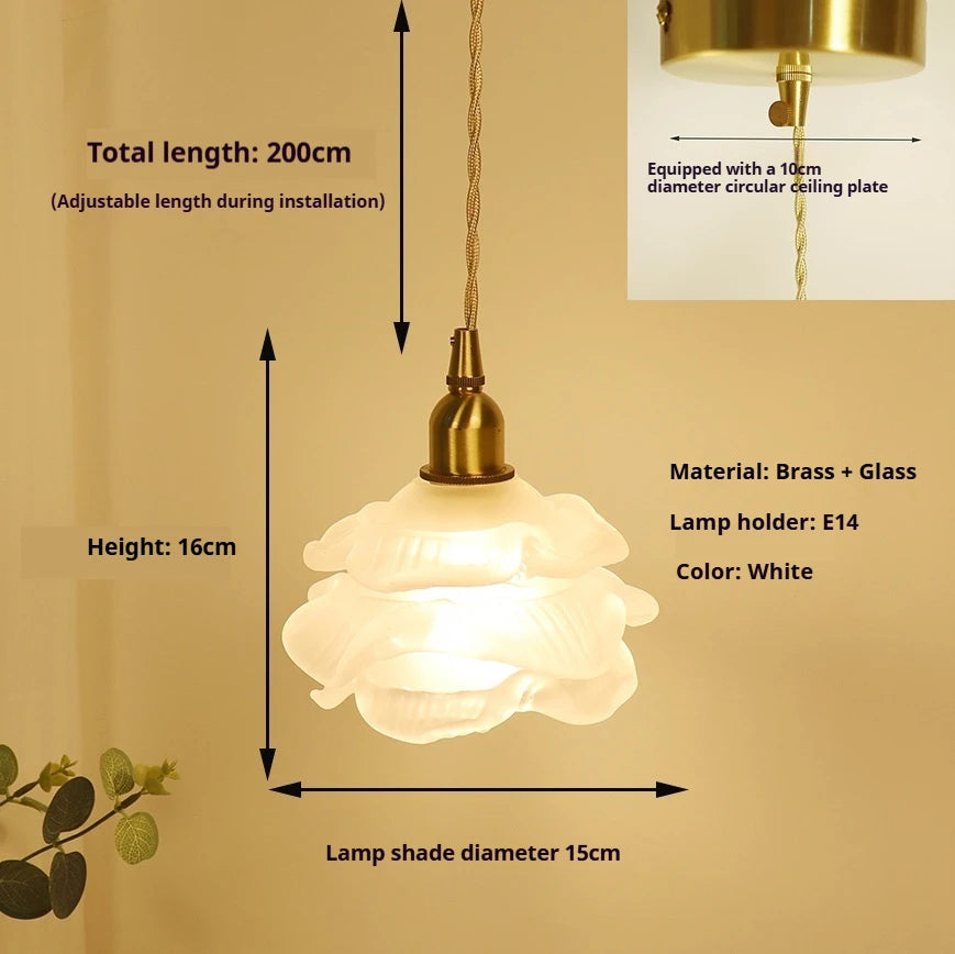 Nordic Rose Pendant Light Lustre Copper LED Ceiling Lights for Living Room Bedroom Dining Room Home Decor Wall Lamp Hanging Lamp