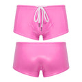 Men Swimming Trunks Wet Look Patent Leather Shorts Short Pants Low Rise Drawstring Boxer Shorts Beach Swimwear Party Clubwear