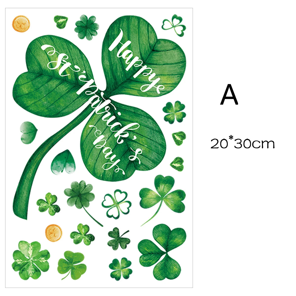 1/5Pc St. Patrick's Day Theme Double-Side Window Stickers Shamrock Wall Sticker for Home Irish Saint Party Background Decoration