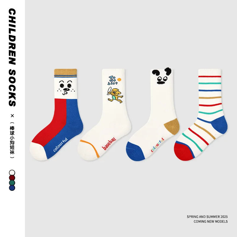 Newest Boys Girls Socks 2025 Spring Baby Cotton Socks Sport Sock  Double Needle 3-12T Children's  Socks