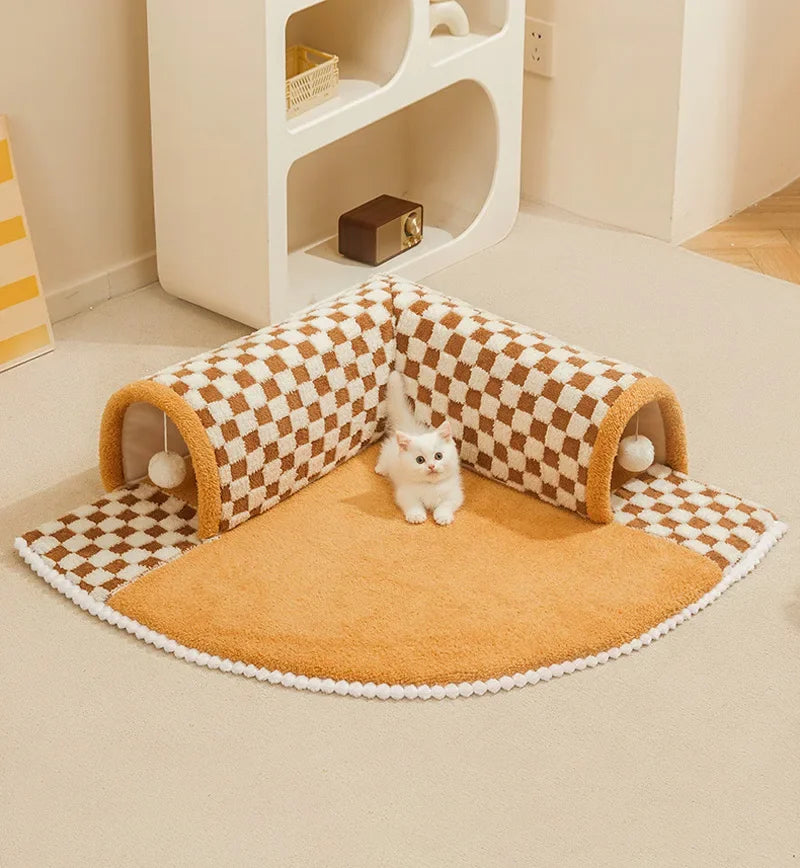 Cat Bed Can Play Cat Tunnel Dog House Bed Kitten Dog Basket Bed Cute Cat House Home Mat Pet Kennel Products Cama Para Gatos