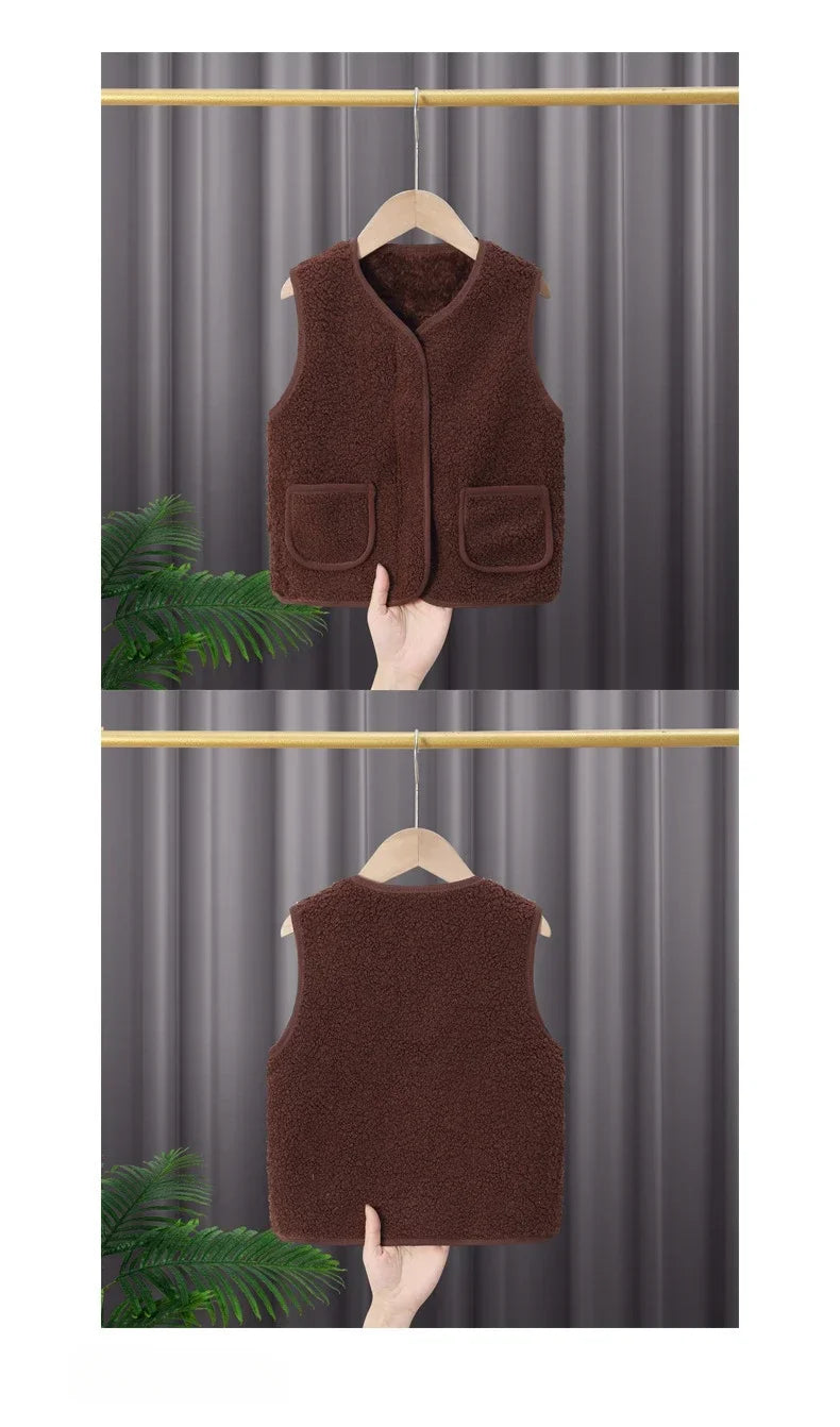 toddler girl winter clothes Autumn and Winter Children's New Lamb Velvet Vest Warm Vest for Infants and Girls toddler