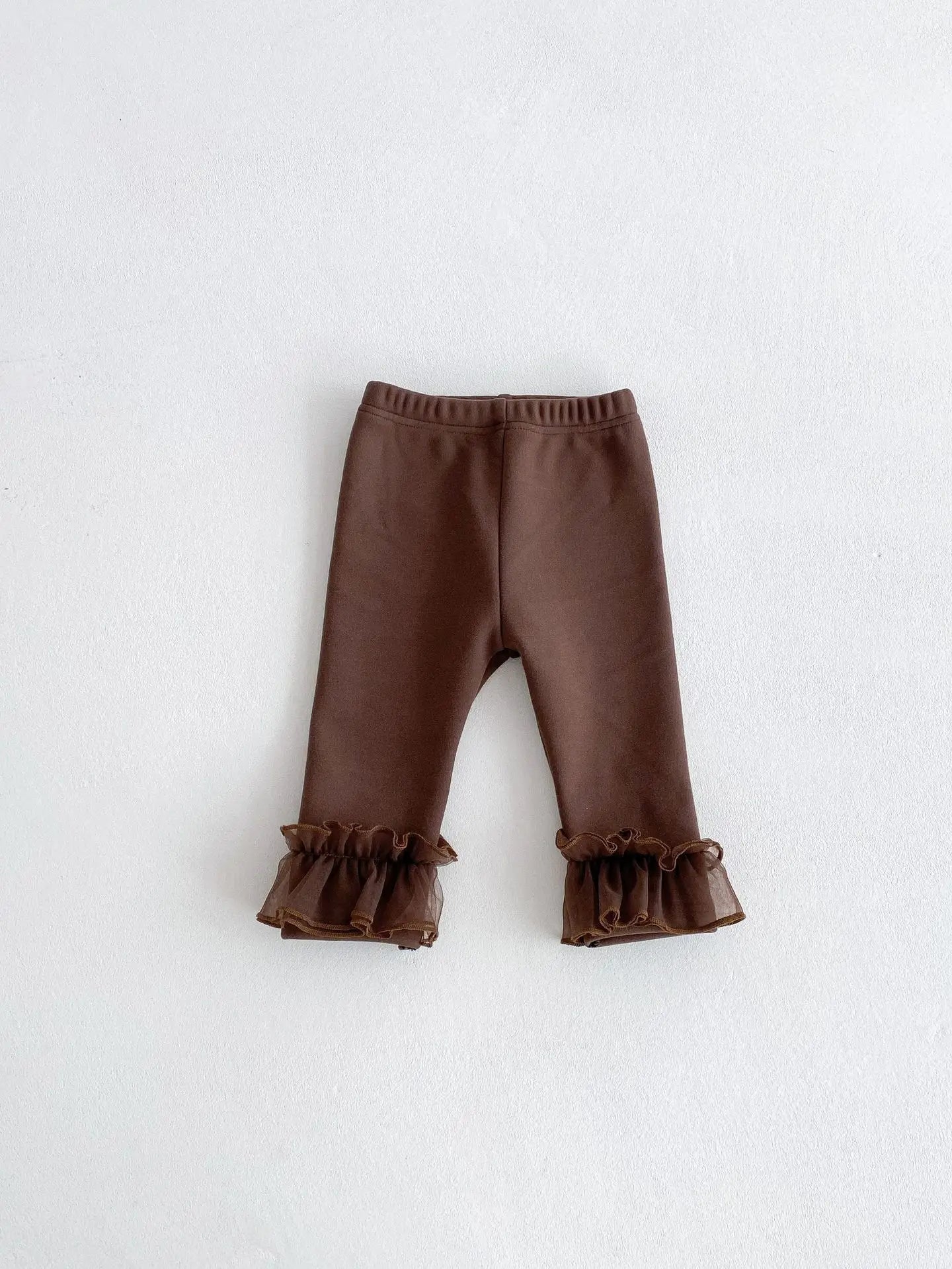 Winter Baby Girl Clothes Fleece Lined Warm Pants with Lace Ruffles Cute Toddler Girl Trousers 0-3Y Kids Casual Outerwear Pants