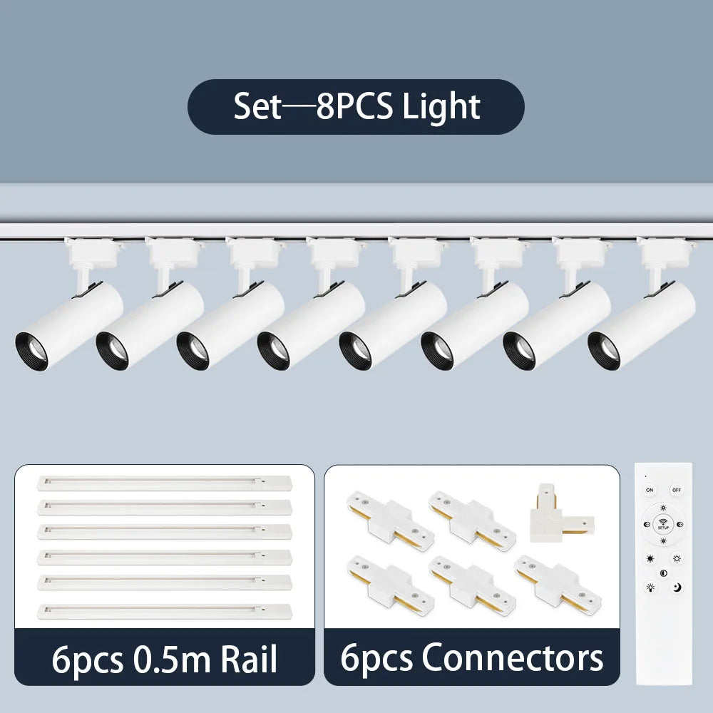 Dimmable Track Light with Remote Control Led Spot Lights 110V 220V Ceiling Lamp for Living Room Bedroom Kitchen Linear Lighting