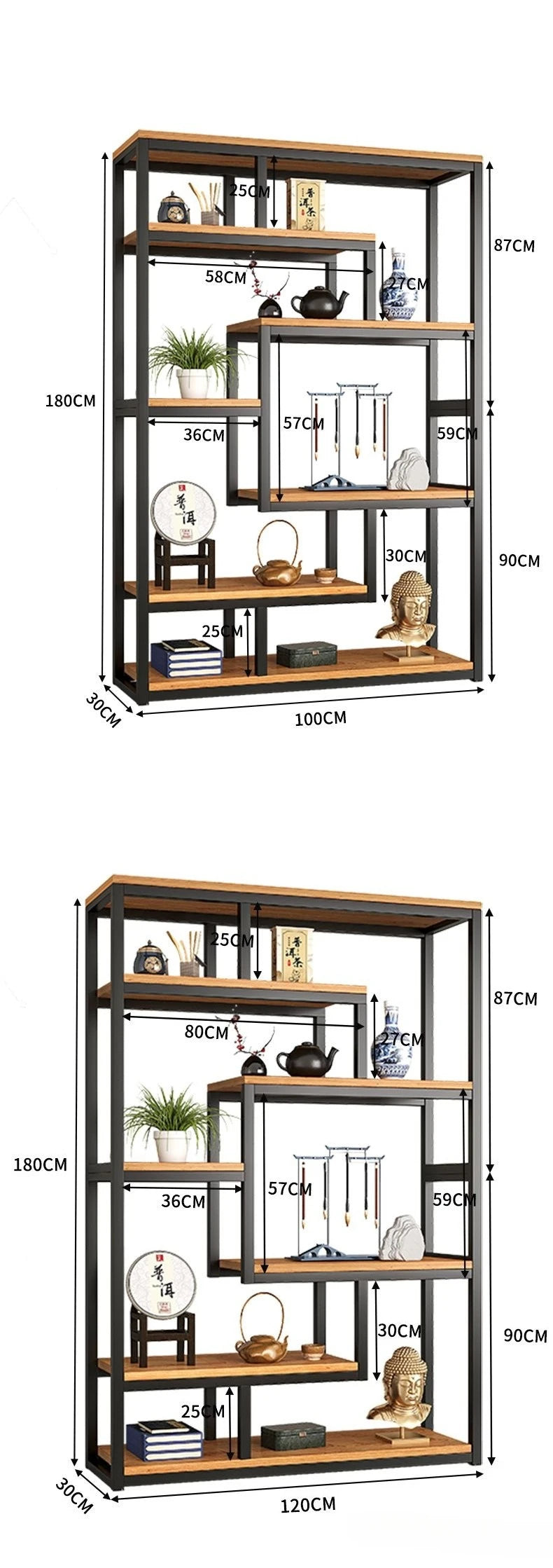 Industrial Iron Bookcase Bookshelf Wall Shelf Storage Cabinet Display Rack Living Room Office Divider Armoires Librero Furniture