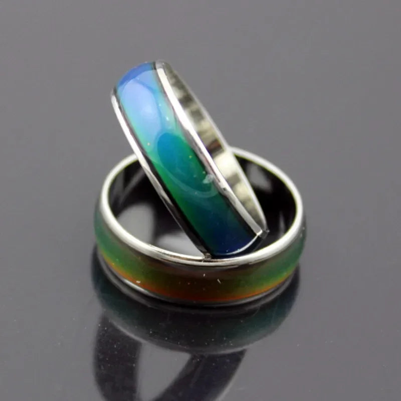Unisex 6mm Wide Simple Fashion Mood Sense Warm Color Changing Ring