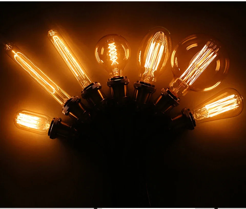 Vintage Edison LED Filament Bulb E27 220V 4W Dimmable Amber Glass ST64 G80 G95 G125 T185 A19 Retro Incandescent Lamp for Home
