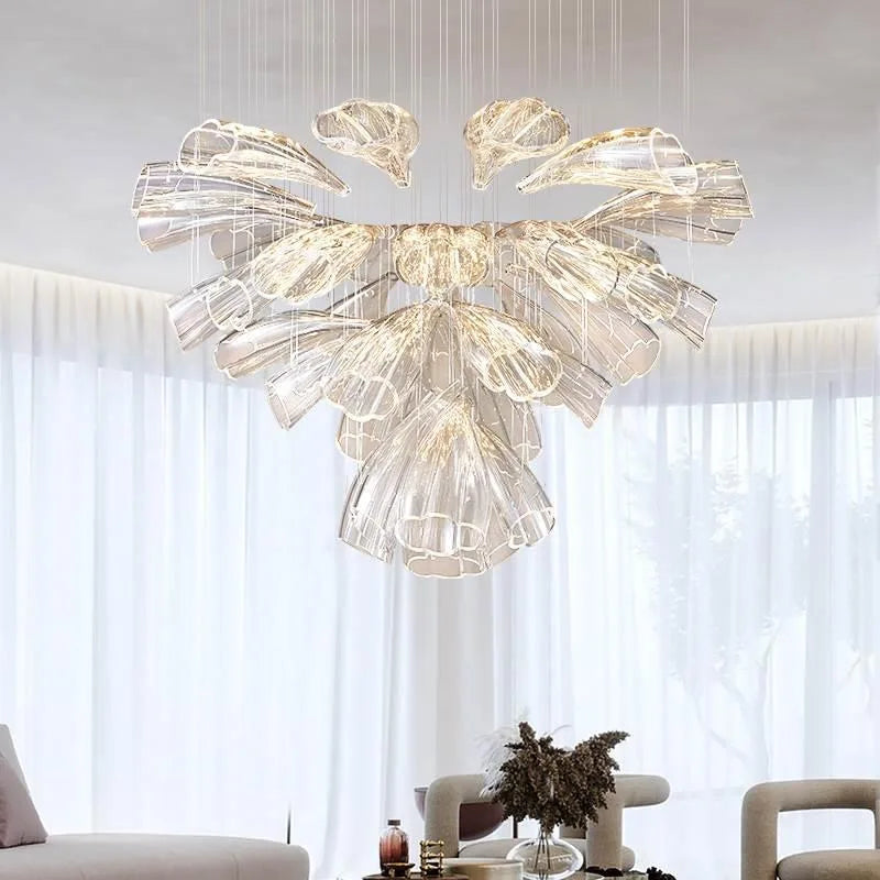 Italian Creative Petal Glass Pendant Lamp Modern Chandelier For Living Room BedroomKitchen Luxury Home Decor Lustre Hanging Lamp