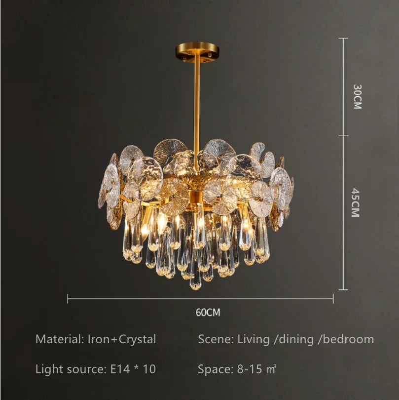 Nordic Luxury Living Room Lotus Pendant Lamp 2024 Modern Crystal Chandeliers Bedroom Restaurant Hotel Home Decor Lustre Fixtures