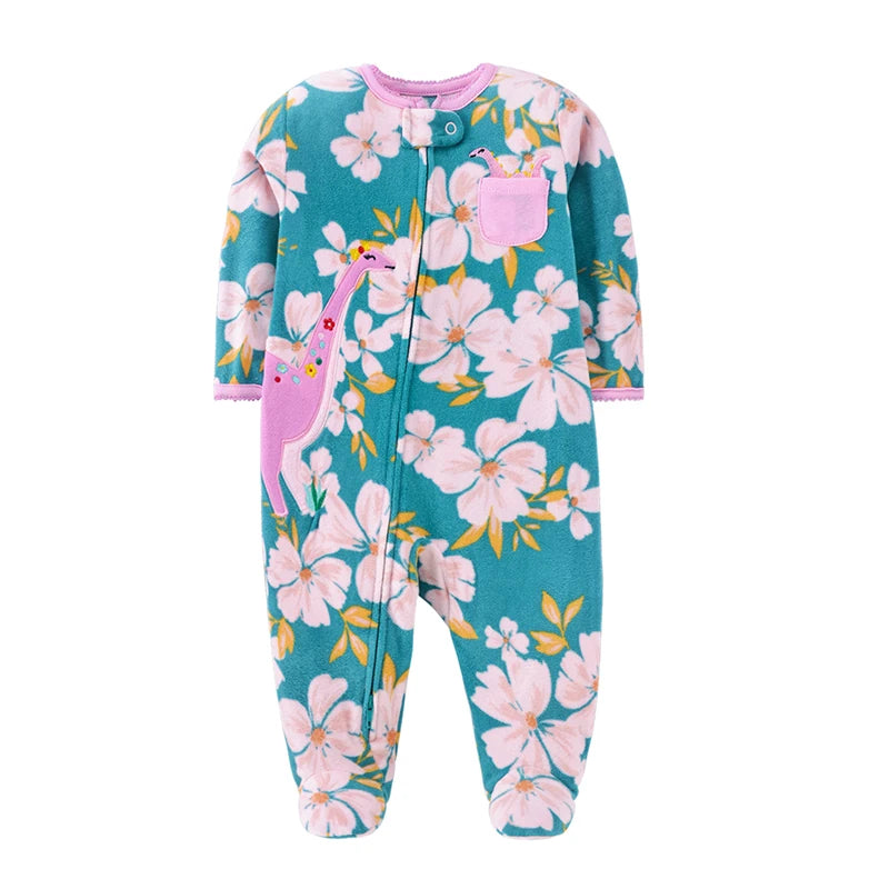 Newborn Baby Boy Girl Rompers Clothes Winter Pajamas Zipper Fleece Fall Infants Outfit Animal Jumpsuit Clothing 0 -12 Months New