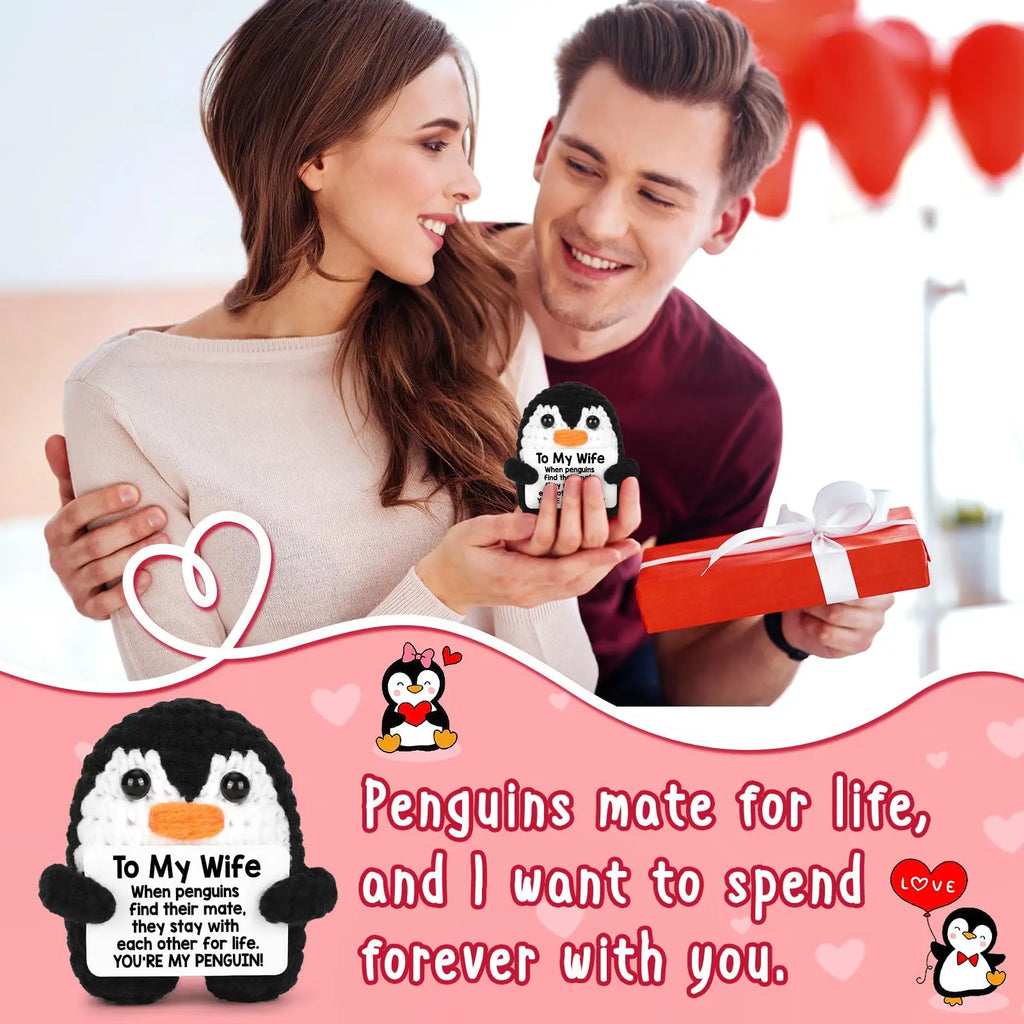 Gifts for Him Her Boyfriend Girlfriend Birthday Christmas To My Love Handmade Crochet Penguin Wedding Anniversary Valentines