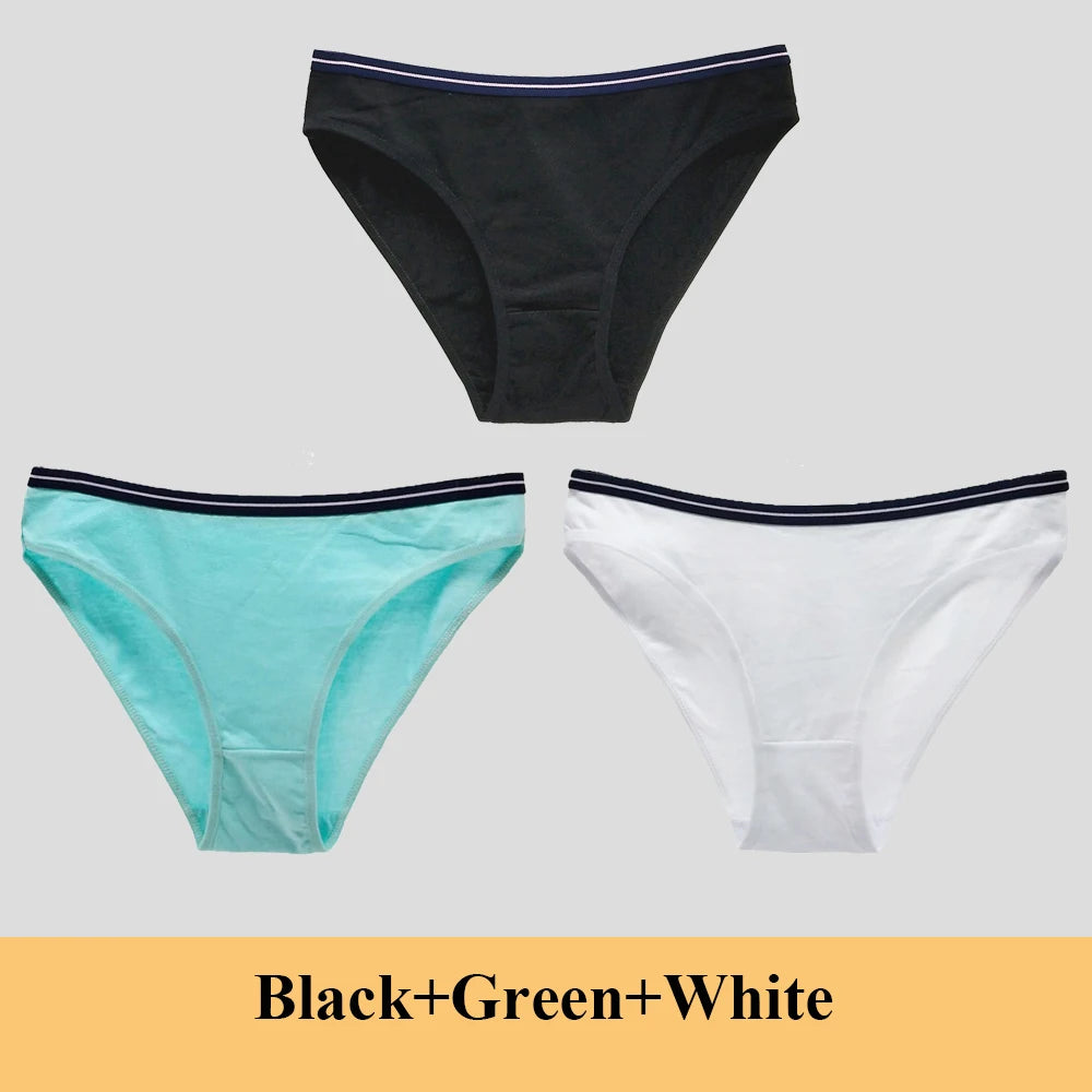 Woman Underwear Women's Cotton Sexy Panties Briefs Low Waist Lace Girls Ladies Knickers Lingerie for Women 3 Pcs/lot