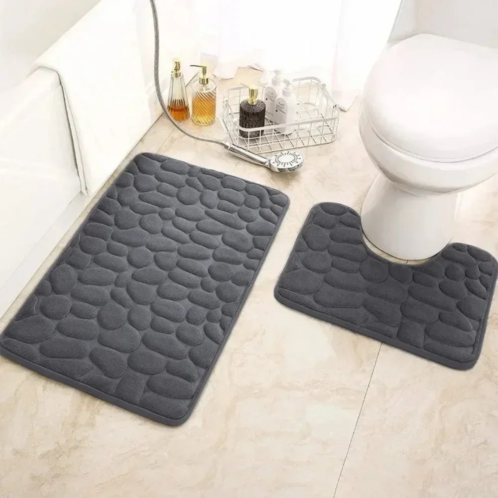 U-shaped Bathroom Mat Pebble Pattern Floor Mat Home Entrance Carpets Bedroom Toilet Bathroom Door Absorbent Non-Slip Foot Pad발매트