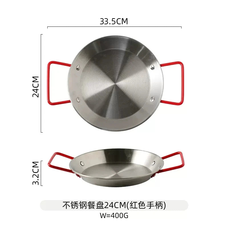 Spanish seafood rice Pot thickened stainless steel Cooking Paella Pan Lobster Snack Plates Saucepan Dry Pots Double Ears HotPot