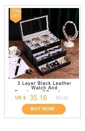3 Layer Black Leather Watch And Eyeglasses&Sunglasses Box With Jewelry Display Drawer Metal Buckle Case Organizer
