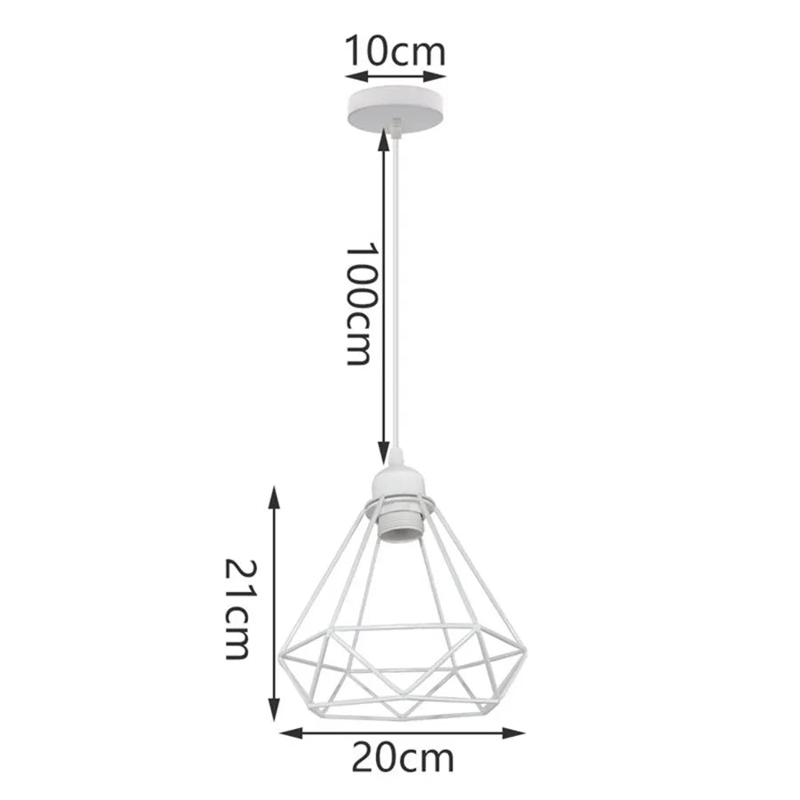 Modern Pendant Light Industrial Vintage White Wrought Cage Pendant Lamp for Living Room Bedroom Dining Room Loft Home Decor E27