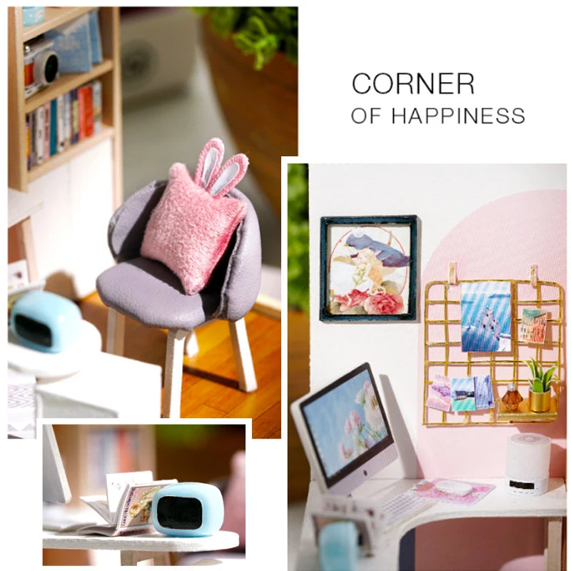 Mini Miniature Dollhouse DIY Small House Kit Making Room Toys Home Bedroom Decorations With Furniture Wooden Craft Doll houses