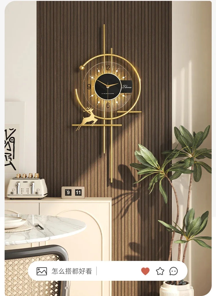 Popular Dining Room Wall Clock Minimalist Luxury Decor Silent Quartz Clock Creative Kitchen Living Room Art Home Decor