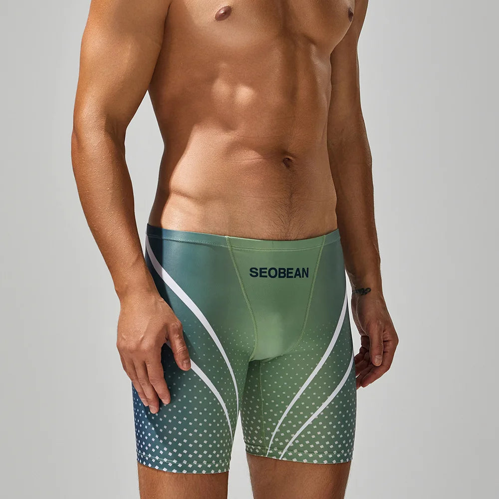Men's Swimming Trunks Print Quick-Dry Slim-Fit Athletic Swimming Shorts Beach Water Sports Wear