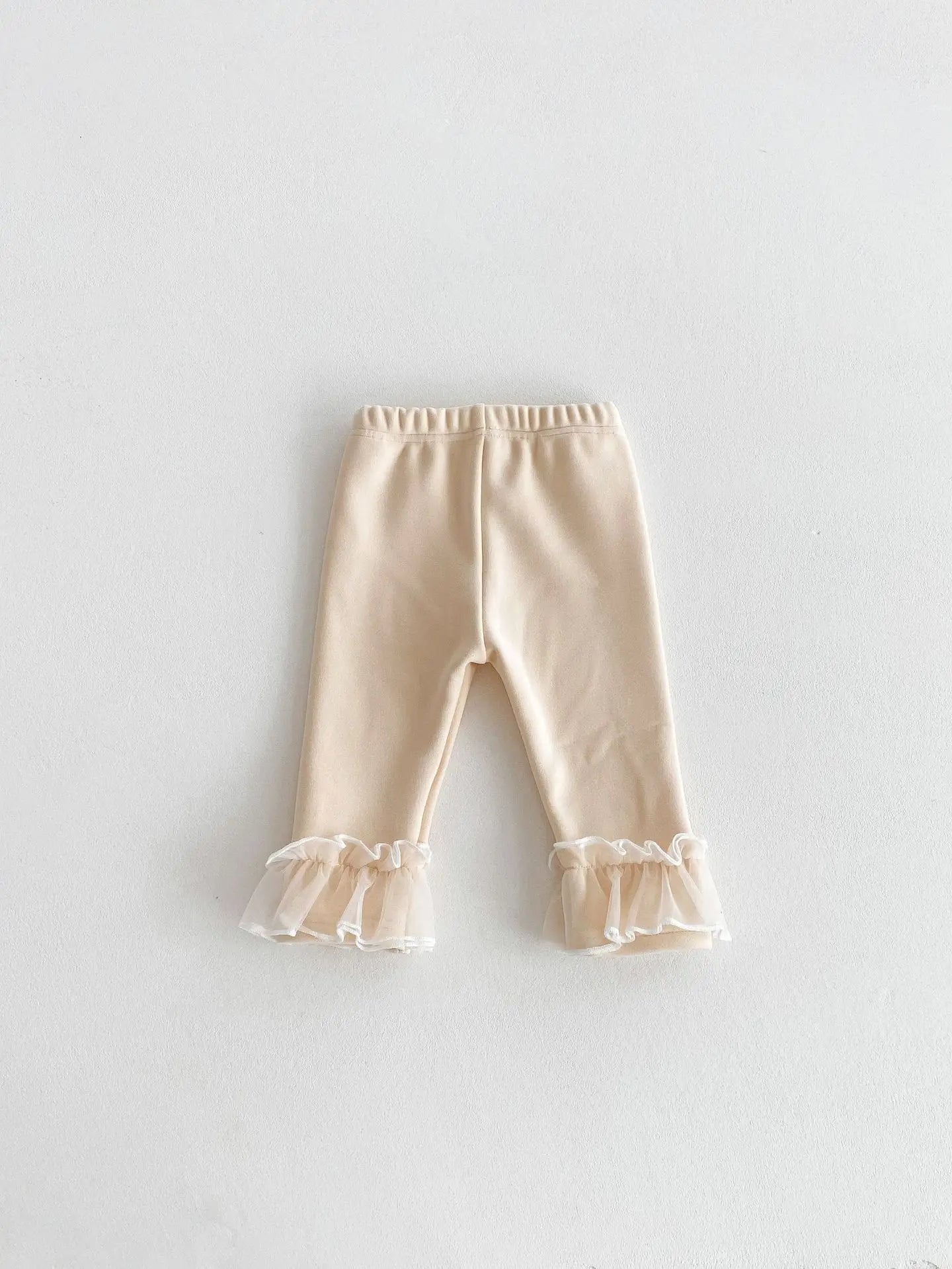 Winter Baby Girl Clothes Fleece Lined Warm Pants with Lace Ruffles Cute Toddler Girl Trousers 0-3Y Kids Casual Outerwear Pants
