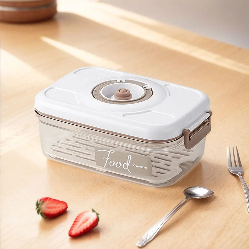 Vacuum Food Storage Container with Vacuum Pump Refrigerator Food Preservation Box with Removable Drain Plate Kitchen Storage Box