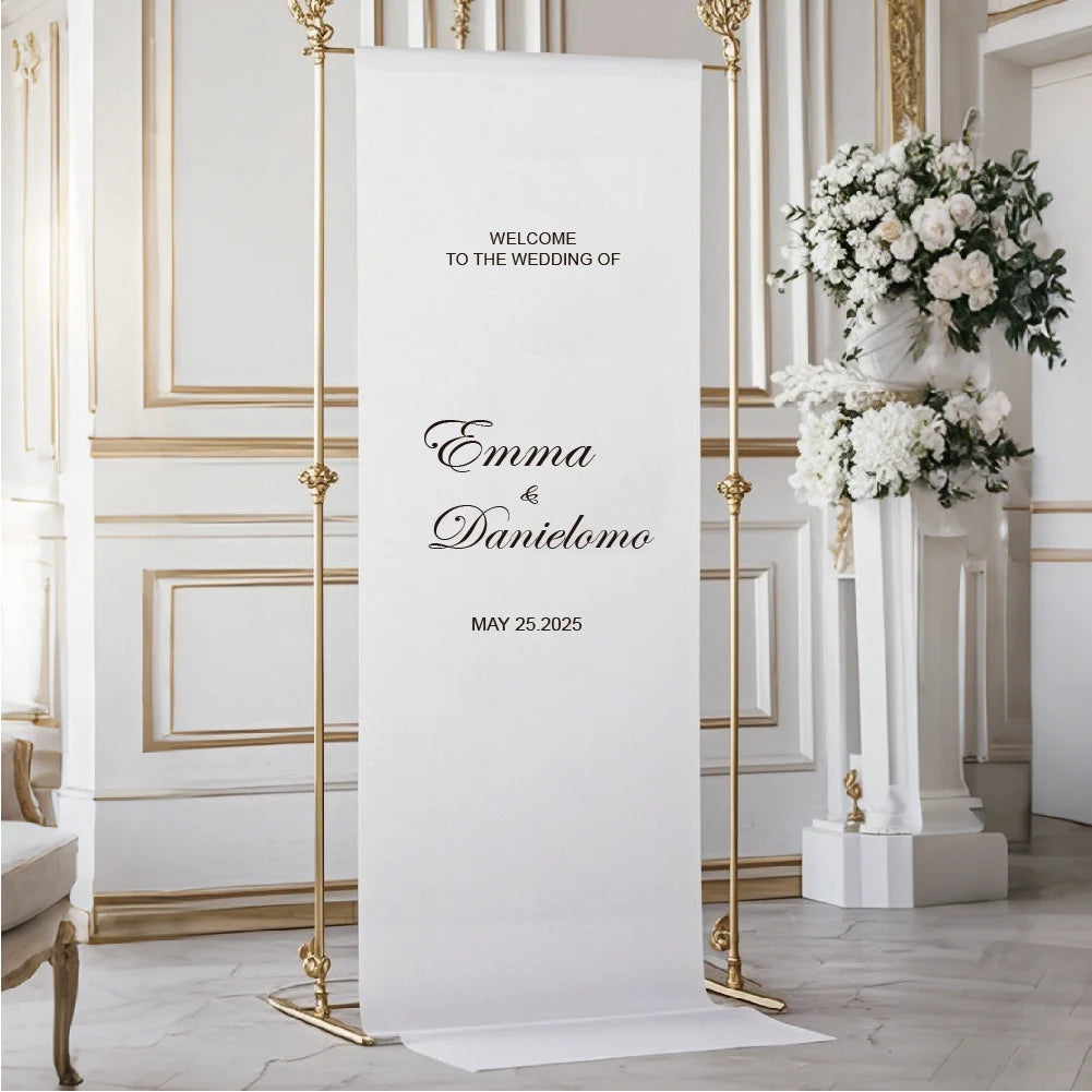 Custom Wedding Welcome Sign, Wedding Logo Fabric Wedding Seating, White, Event Decoration, Wedding Decoration Flag, Bride Outdoor Wedding