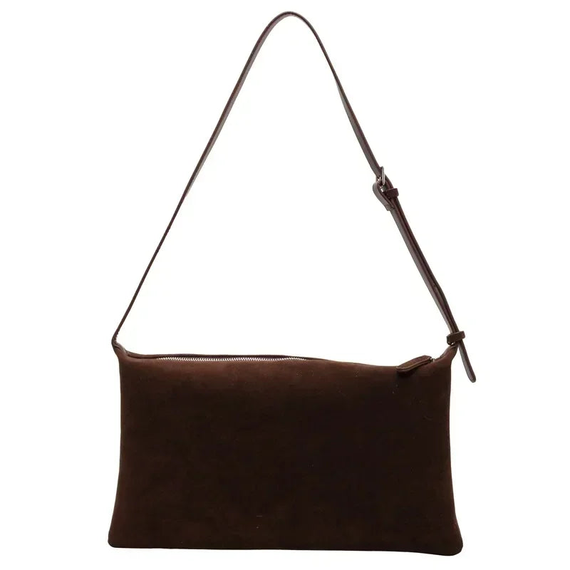 Vintage Suede Tote Bag for Women Autumn Winter New Large Capacity Commute Shoulder Crossbody Bags Fashion Trend Underarm Bags