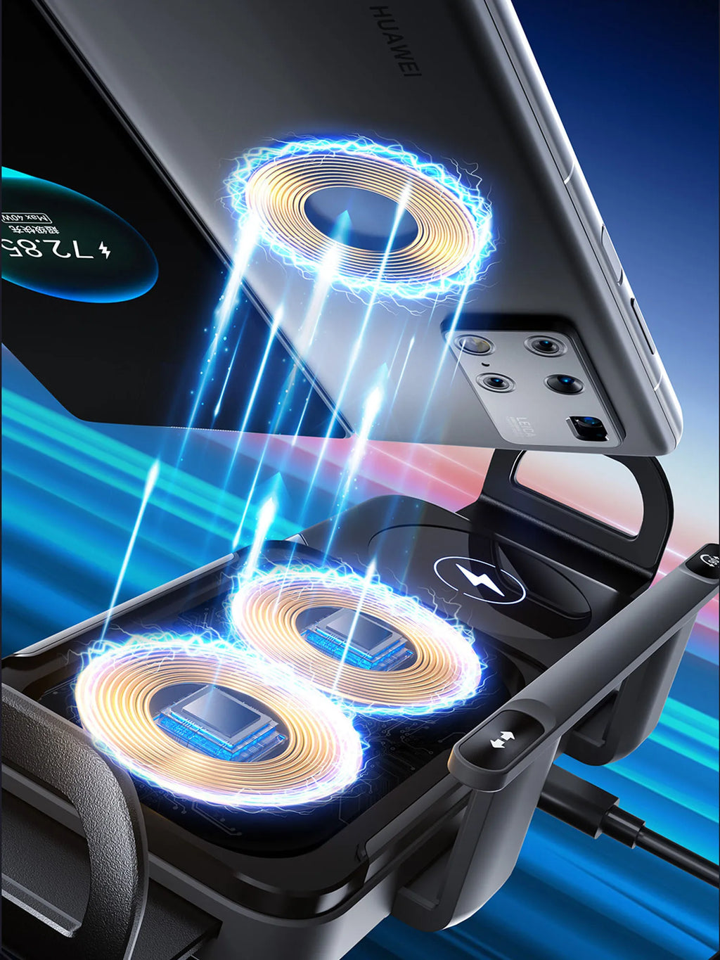 Foldable Phone Holder Car Wireless Charging Phone Mount Universal Phone Holder Intelligent Induction Electric Rotation Charger