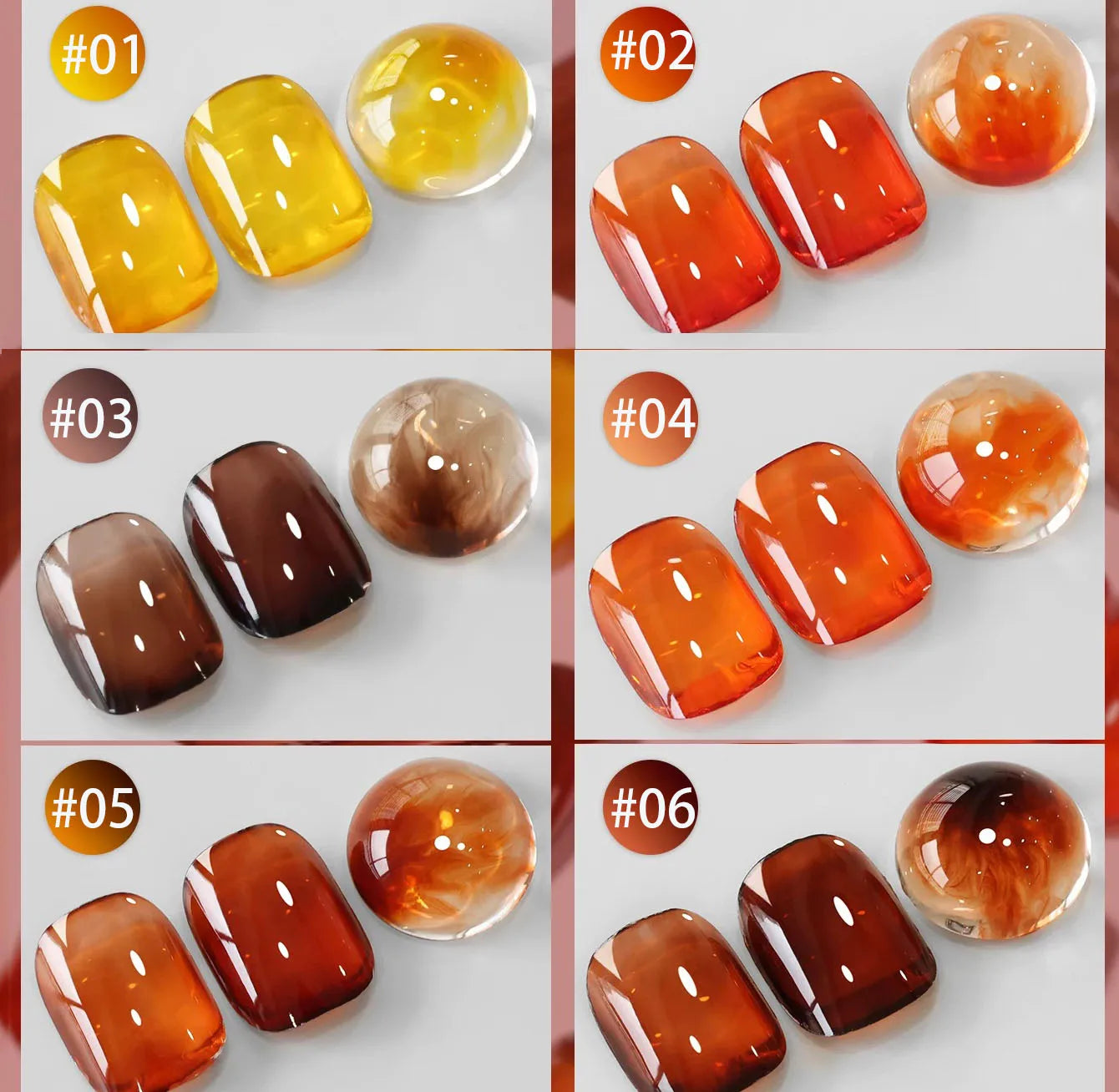 10ML 1-8pcs Autumn Brown Amber Series Jelly Gel Nail Polish Leopard Nails Popular Online Celebrity Ice Clear Caramel Nail Polish