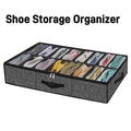 Shoe Storage Organizer Box with Reinforced Handles for Under Bed, Fit 12 Pairs, Collapsible Closet Underbed Shoes Container Bags
