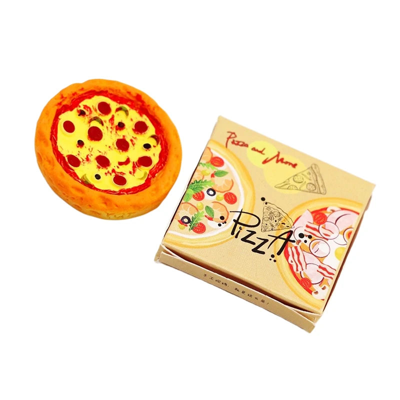 Dollhouse Takeaway Boxed Pizza 1:12 Dollhouse Miniature Simulation Kitchen Pizza Small Ornament Model DIY Kid Toy Accessories