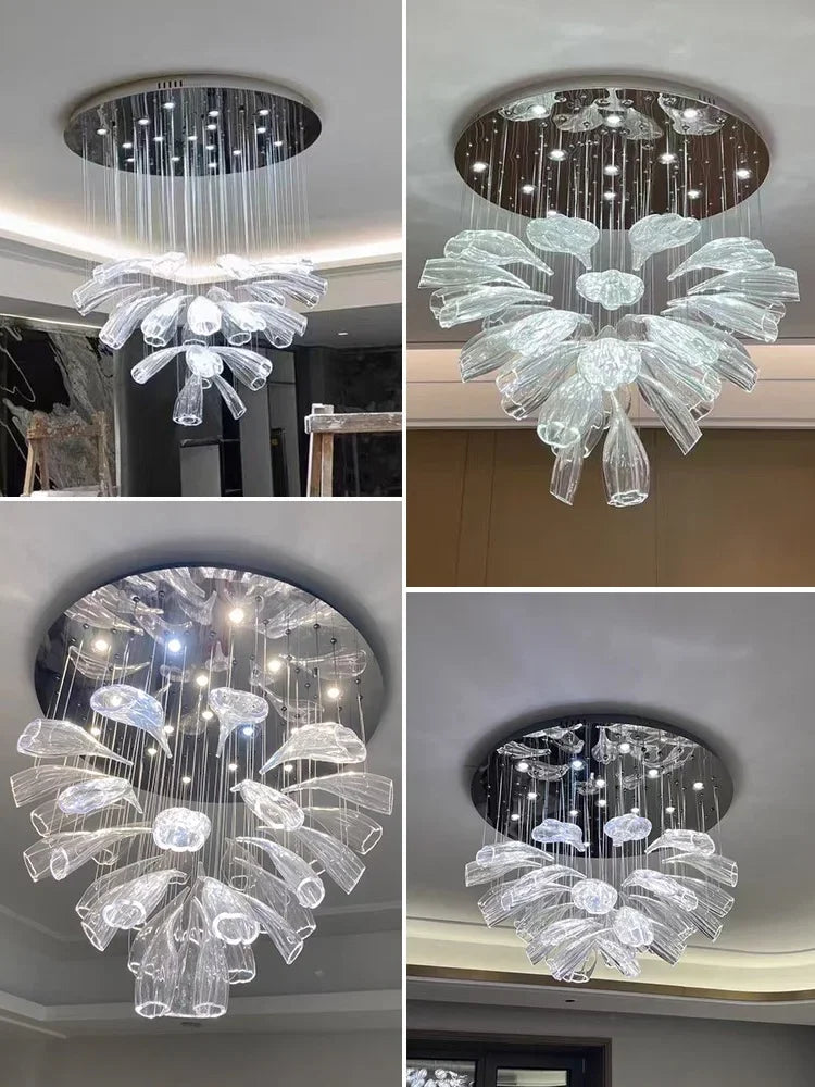 Italian Creative Petal Glass Pendant Lamp Modern Chandelier For Living Room BedroomKitchen Luxury Home Decor Lustre Hanging Lamp