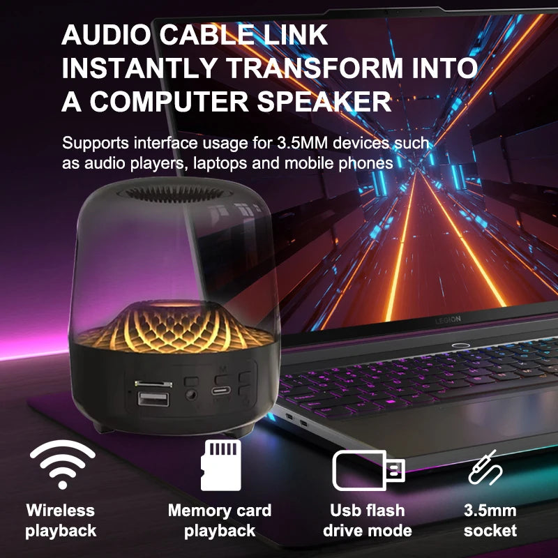 Portable Wireless Soundbar with Bluetooth 5.3 HomeTheater Speaker Subwoofer Hi-Fi Acoustic Breathing Lamp for Android and iOS