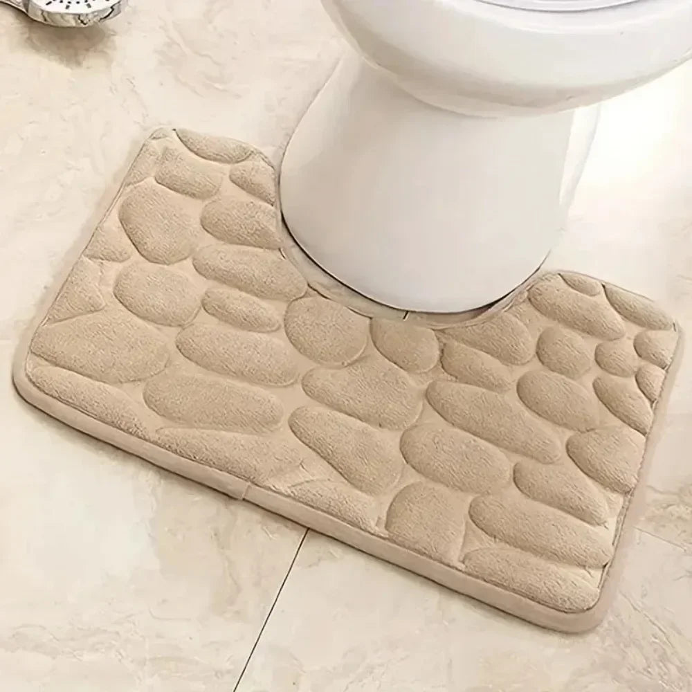 U-shaped Bathroom Mat Pebble Pattern Floor Mat Home Entrance Carpets Bedroom Toilet Bathroom Door Absorbent Non-Slip Foot Pad발매트