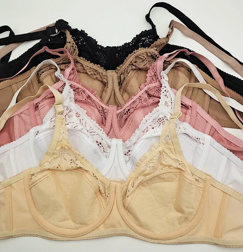 Bra 32-46 Women Lace bralette Sleepwear Brassiere Thin Cup B C D E F soutien gorge Black White Soft bandeau BIG BUST SEXU bh C27